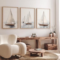 Watercolor Sailboat Print Set: Coastal Nautical Art
