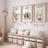 Woodland Bible Verse Nursery Wall Art, Bear Fox Forest Prints, Christian Baby Room Decor, Scripture Animal Posters, Gender Neutral Set
