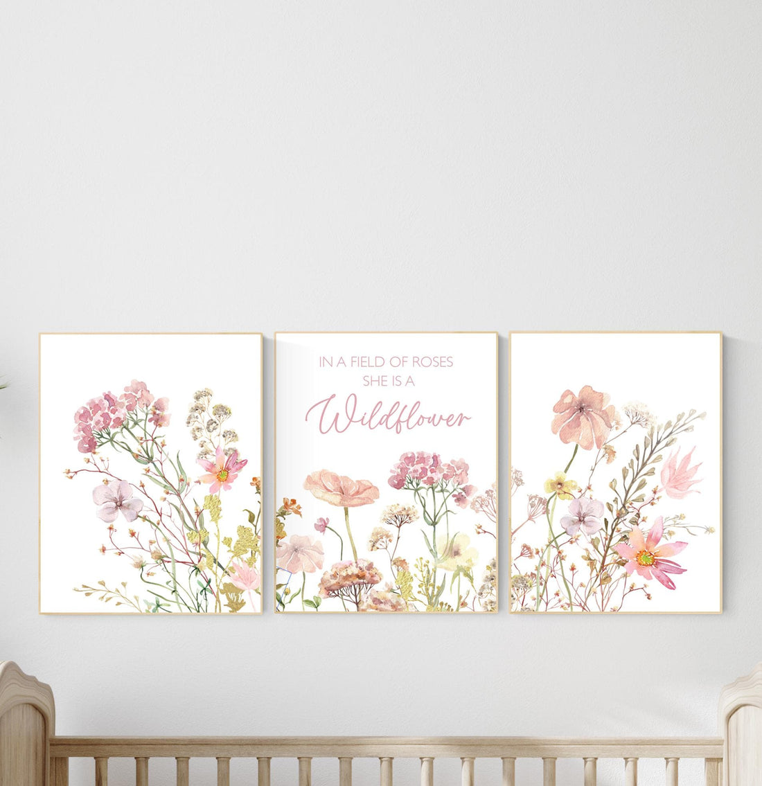 Boho Nursery wall art, Wildflower Nursery Decor, Floral Nursery, Girl Nursery Decor, flower nursery, in a flower of roses she&