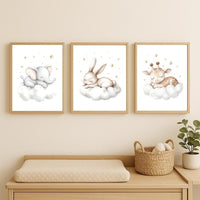 Sleeping Animal Nursery Prints: Elephant, Bunny, Giraffe Wall Art