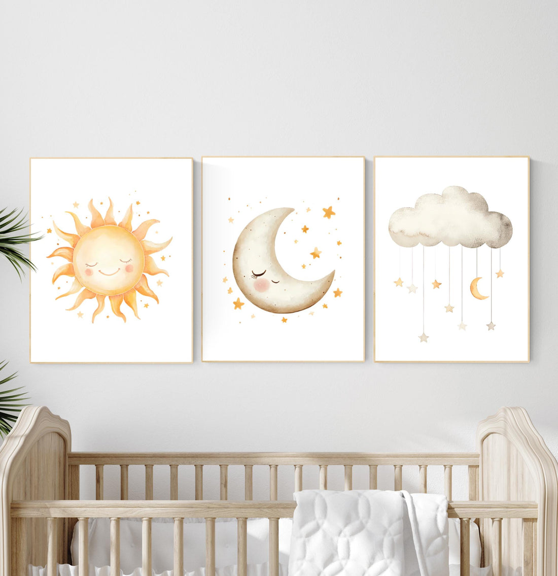 Sun Moon Cloud Nursery Print: Celestial Baby Room Decor