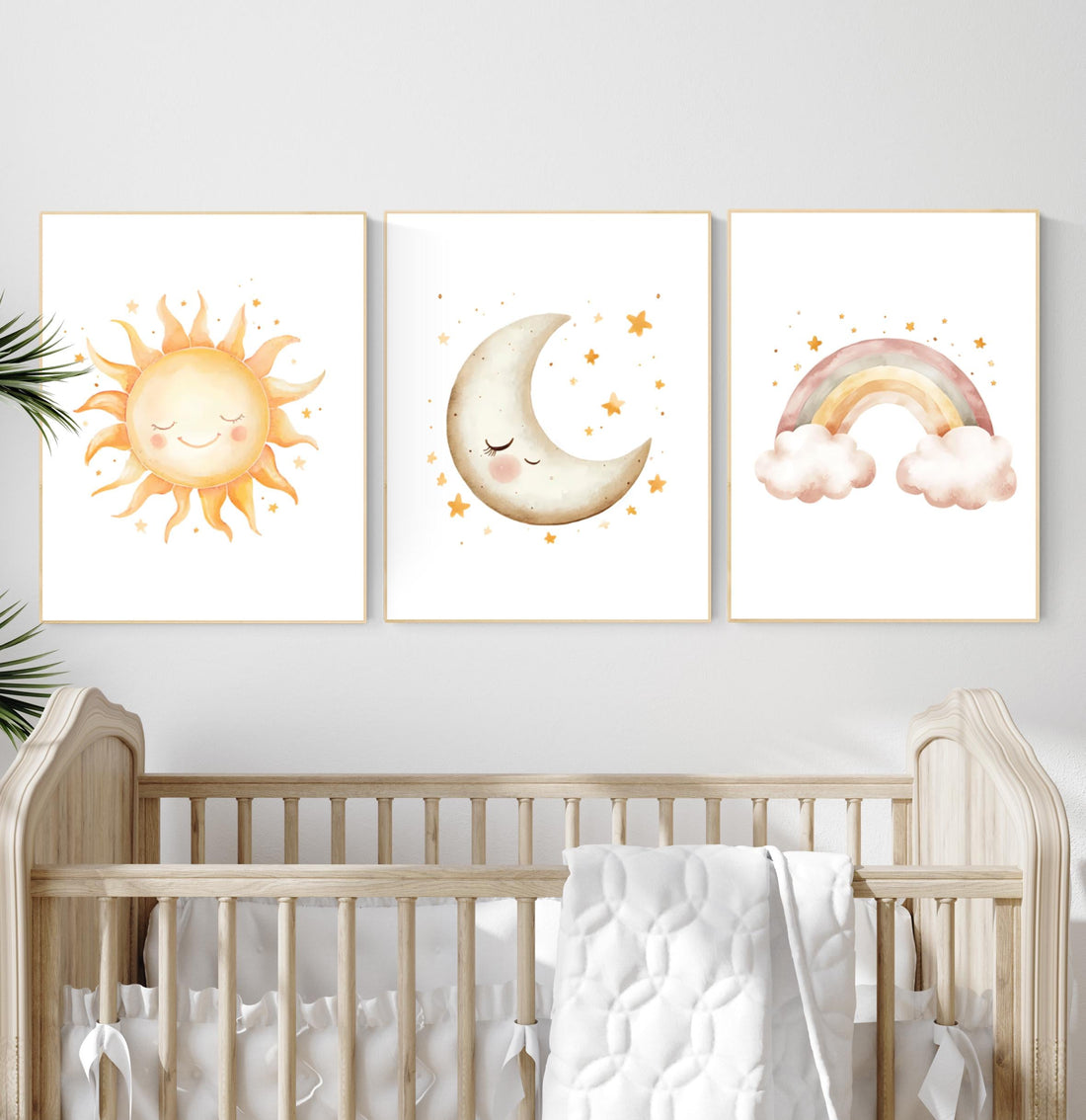 Sun Moon Rainbow Nursery Prints: Celestial Baby Room Decor