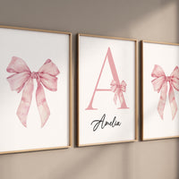 Bow print wall art, Bow nursery print, pink Bow nursery wall art, bow nursery art, bow nursery decor, bow print wall art, name print