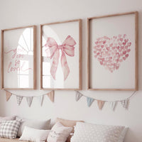 Blush Pink Bow Wall Art, Girly Nursery Decor, Baby Girl Bow Print, Pink Bow Kids Room Decor, Cute Bow Nursery Wall Art, Bow Print