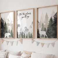 Woodland Mountain Wall Art, Neutral Nursery Wall Art, Adventure Nursery Decor, Forest Baby Room Wall Art, Boy Nursery Mountain Print