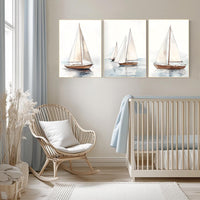 Watercolor Sailboat Print Set: Coastal Nautical Art