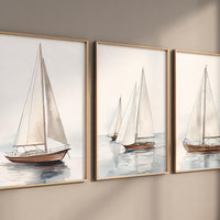 Watercolor Sailboat Print Set: Coastal Nautical Art