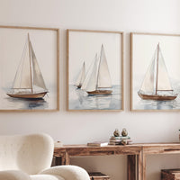 Watercolor Sailboat Print Set: Coastal Nautical Art