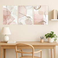 Blush Abstract Geometric Prints: Modern Minimalist Wall Art Set