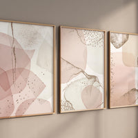 Blush Abstract Geometric Prints: Modern Minimalist Wall Art Set