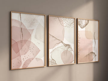 Blush Abstract Geometric Prints: Modern Minimalist Wall Art Set
