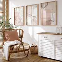 Blush Abstract Geometric Prints: Modern Minimalist Wall Art Set