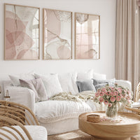Blush Abstract Geometric Prints: Modern Minimalist Wall Art Set