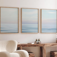 Minimalist Ocean Wall Art Set – Tranquil Sea Horizon Prints, Coastal Blue Seascape, Calm Beach Scene Poster, Modern Coastal Decor