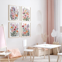 Watercolor Wildflower Prints: Bright Floral Wall Art Set