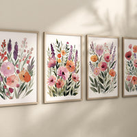 Watercolor Wildflower Prints: Bright Floral Wall Art Set