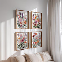 Watercolor Wildflower Prints: Bright Floral Wall Art Set