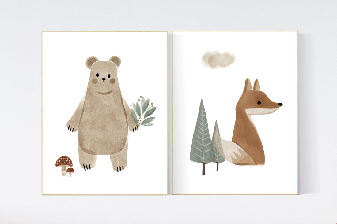 Woodland Animal Nursery Print: Gender Neutral Boho Decor