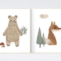 Woodland Animal Nursery Print: Gender Neutral Boho Decor