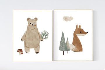 Woodland Animal Nursery Print: Gender Neutral Boho Decor