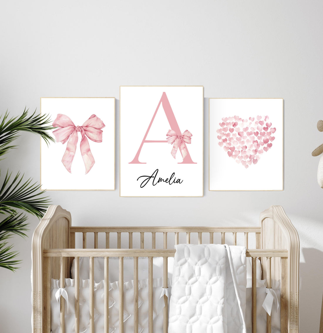 Pink Bow Nursery Print: Baby Girl Room Wall Art