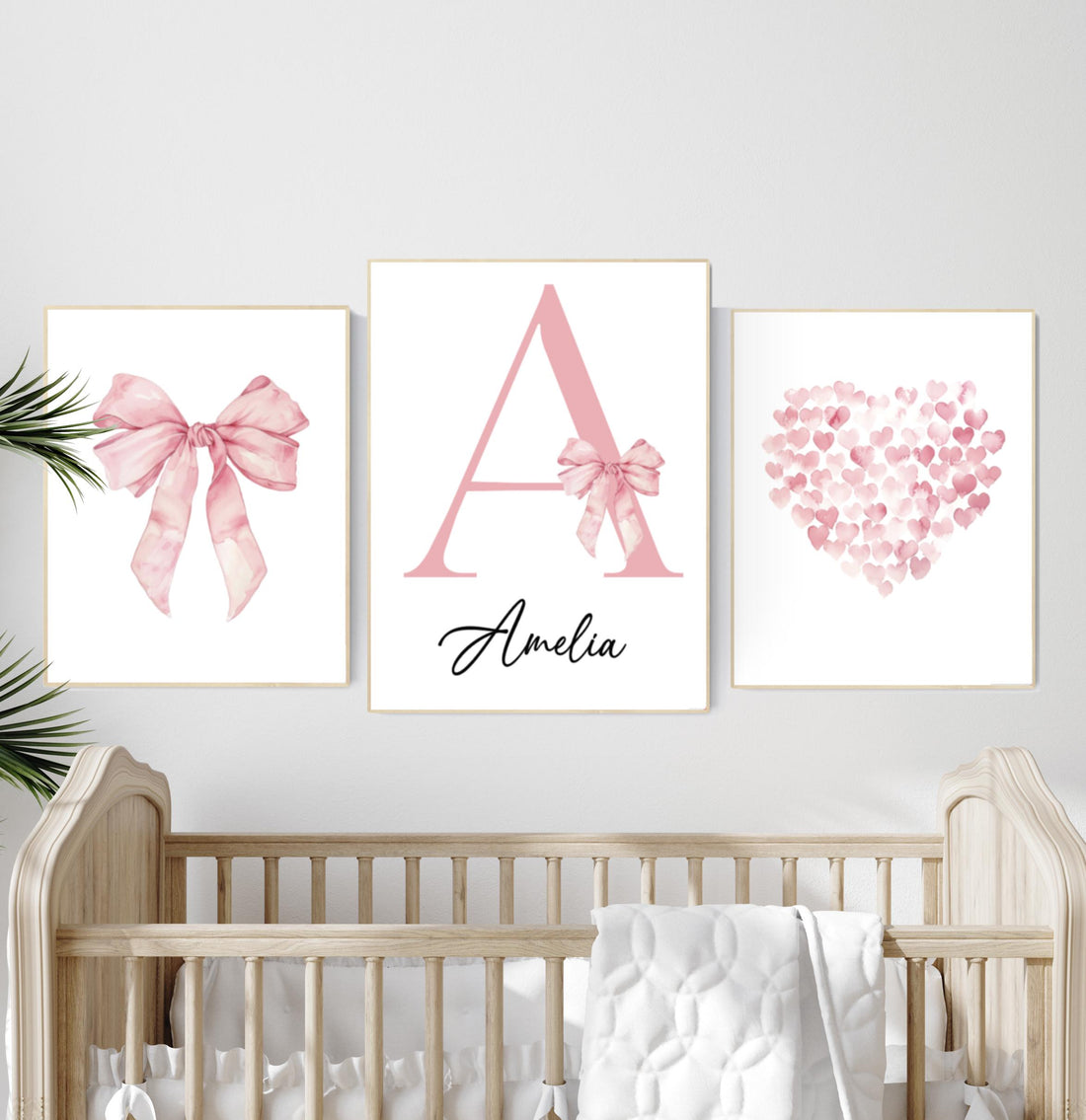Pink Bow Nursery Print: Baby Girl Room Wall Art