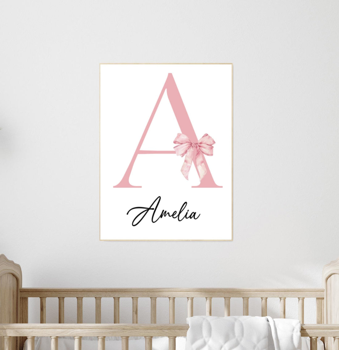 Personalized Initial Name Print for Girls | Pink Bow Nursery Wall Art | Custom Baby Girl Room Decor | Monogram Letter Poster for Kids