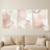 Blush Abstract Geometric Prints: Modern Minimalist Wall Art Set