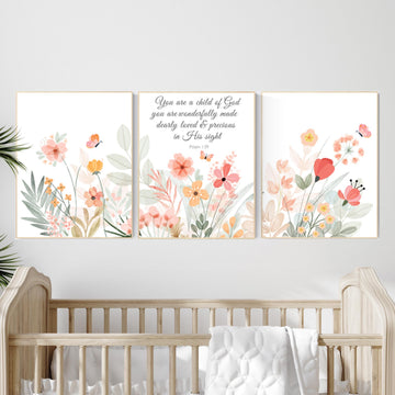 Wildflower Nursery Print: Vintage Floral, Boho Christian Wall Art