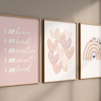 Rainbow nursery, heart print, Girl bedroom art, name print, girls room decor, blush nursery, baby girl wall art, boho nursery