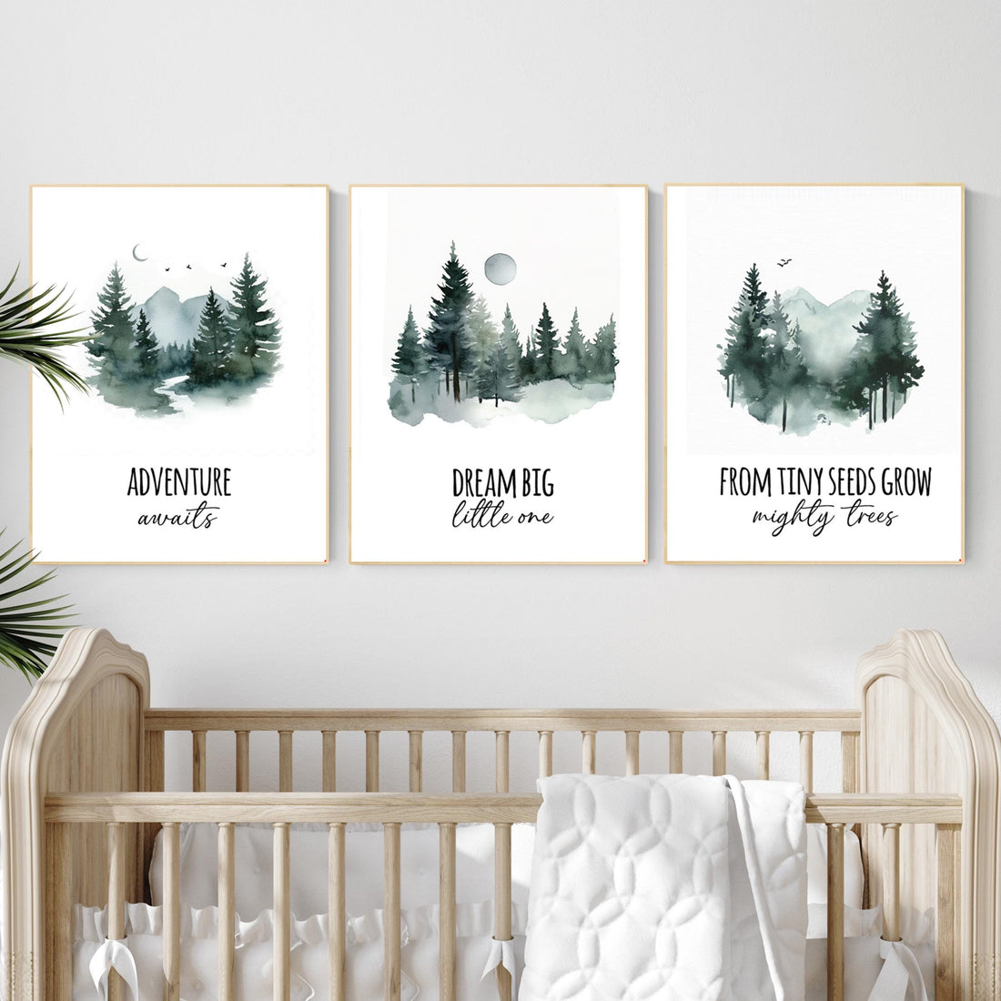 Woodland Nursery Art Prints: Adventure Awaits, Dream Big, Mighty Trees - Set of 3