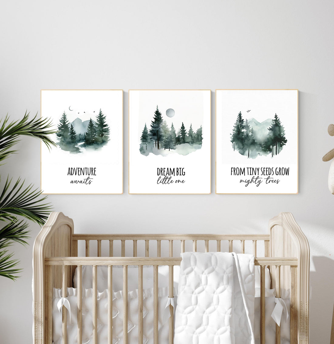 Woodland Nursery Art Prints: Adventure Awaits, Dream Big, Mighty Trees - Set of 3