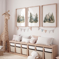 Woodland Nursery Print Set: Mountain Animals, Bear, Deer, Fox