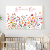 Personalized Wildflower Name Print: Baby Girl Nursery Decor