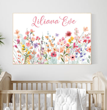 Personalized Wildflower Name Print: Baby Girl Nursery Decor