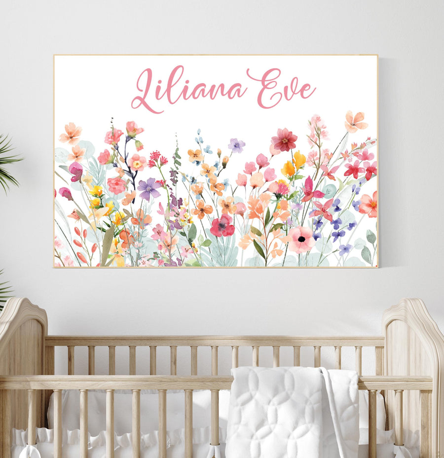 Personalized Wildflower Name Print: Baby Girl Nursery Decor