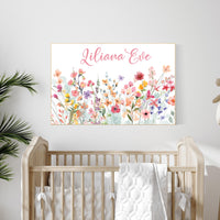Personalized Wildflower Name Print: Baby Girl Nursery Decor