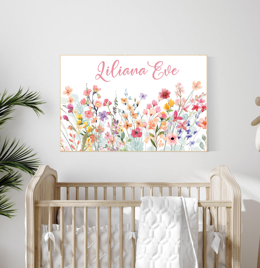 Personalized Wildflower Name Print: Baby Girl Nursery Decor