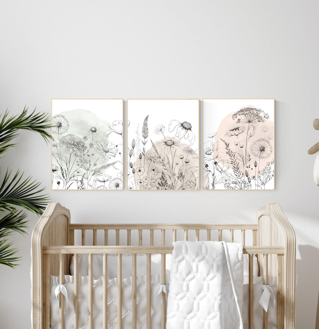 Botanical Line Art Print: Boho Wildflower Wall Decor