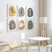 Safari Nursery Prints: Boho Jungle Animals, Sage Green Decor