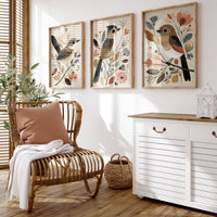 Vintage Bird Print Set: Neutral Autumn Boho Wall Art