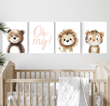 Safari Nursery Art Prints: Lion, Tiger, Bear - Jungle Animal Decor