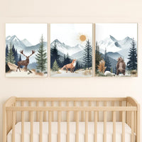 Woodland Nursery Decor: Mountain Wall Art, Adventure Theme