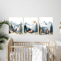 Woodland Nursery Decor: Mountain Wall Art, Adventure Theme