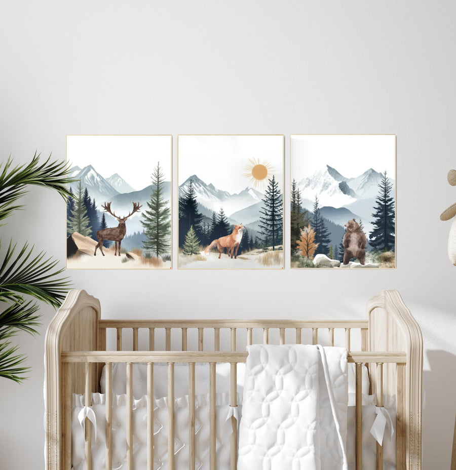Woodland Nursery Decor: Mountain Wall Art, Adventure Theme