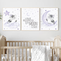 Purple Owl Nursery Decor: Lavender Girl Room Wall Art Print