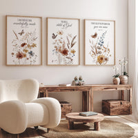 Wildflower Nursery Wall Art: Boho Floral Decor, Christian Verse