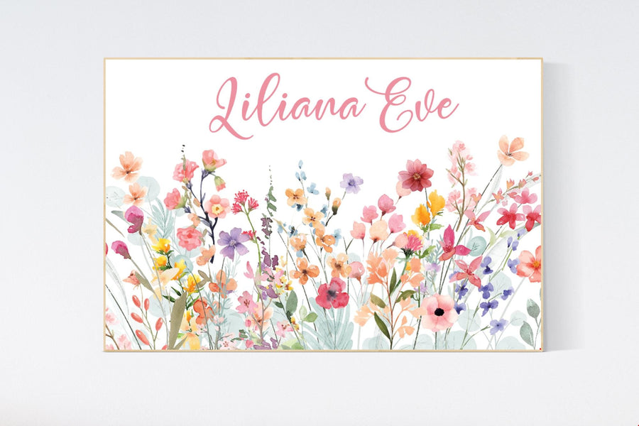 Personalized Wildflower Name Print: Baby Girl Nursery Decor