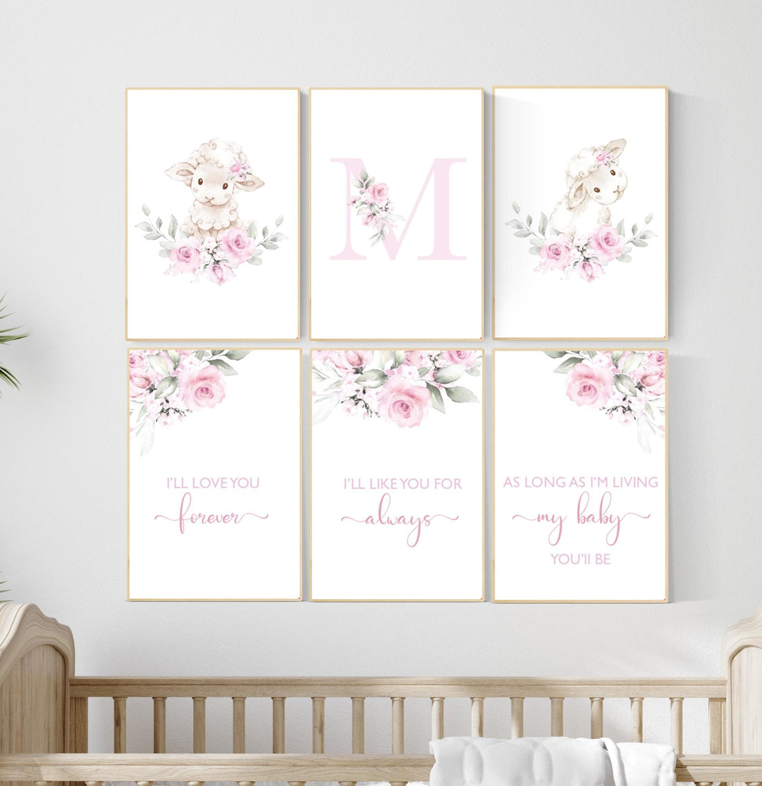 Sheep nursery decor, Nursery decor girl pink, nursery decor lambs, nursery wall art sheep, flower nursery wall art nursery, girl nursery