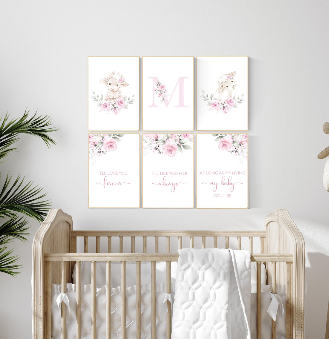Sheep nursery decor, Nursery decor girl pink, nursery decor lambs, nursery wall art sheep, flower nursery wall art nursery, girl nursery